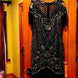 Beautiful flapper dress black & gold size 1x